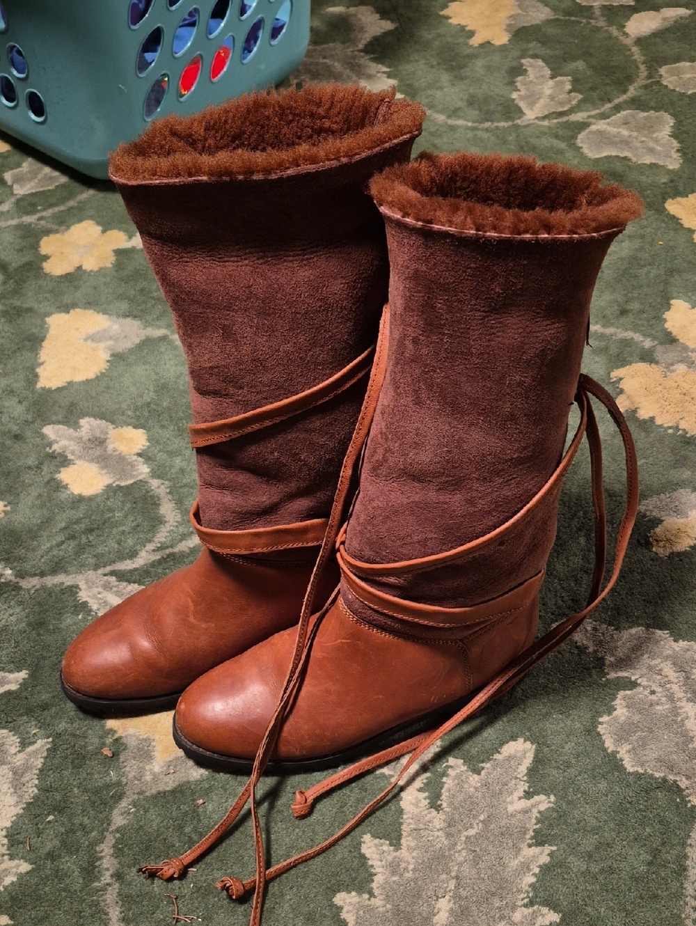 Timberland Chestnut Leather & Suede Fur-Lined Mid-Calf Boots